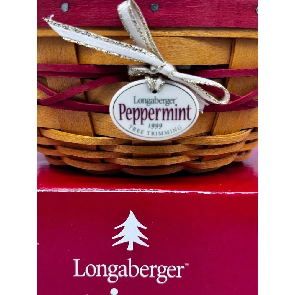 Longaberger Tree Trimming Collection 1999 Mini Basket Peppermint